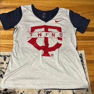 Nike Gray and Blue Short Sleeve Tee with Twins Logo